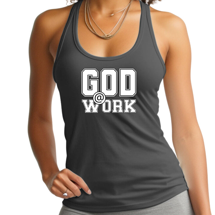 Womens Fitness Tank Top Graphic T-shirt God @ Work Print - Womens | Tank Tops