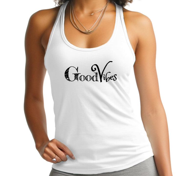 Womens Fitness Tank Top Graphic T-shirt Good Vibes Black Print - Womens | Tank