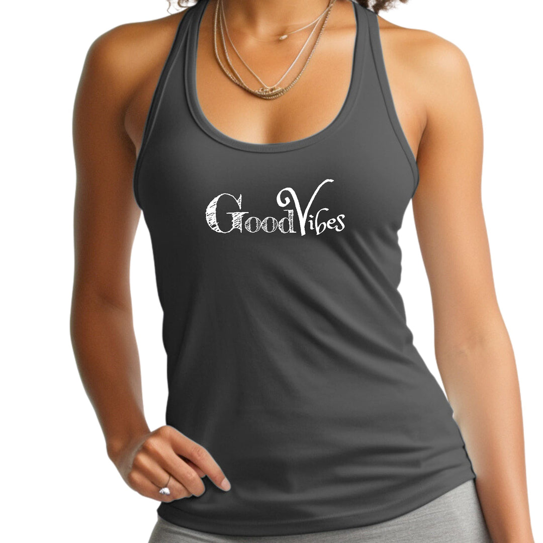 Womens Fitness Tank Top Graphic T-shirt Good Vibes White Print - Womens | Tank