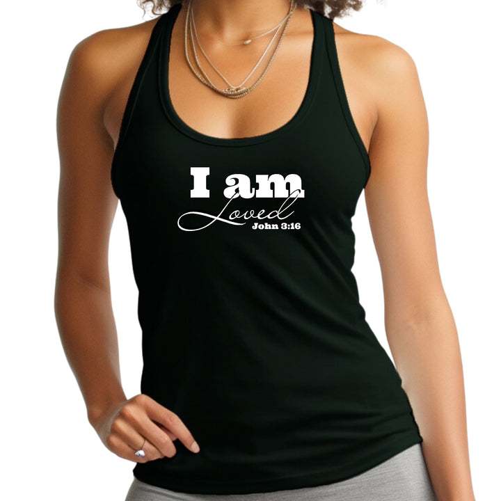 Womens Fitness Tank Top Graphic T-shirt i am Loved - John 3:16 - Womens | Tank