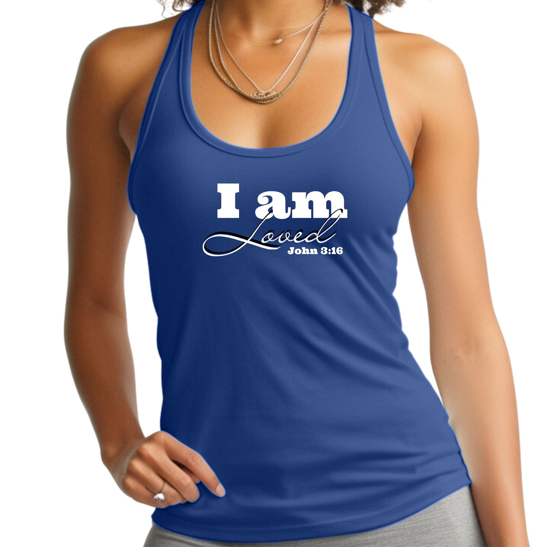 Womens Fitness Tank Top Graphic T-shirt i am Loved - John 3:16 - Womens | Tank