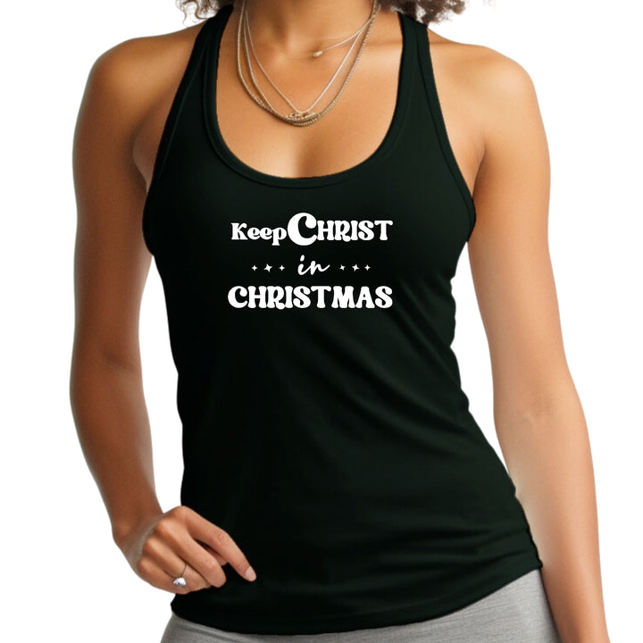 Womens Fitness Tank Top Graphic T-shirt Keep Christ in Christmas, - Womens