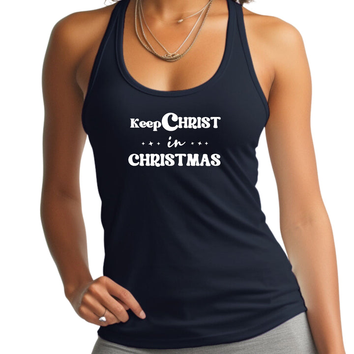 Womens Fitness Tank Top Graphic T-shirt Keep Christ in Christmas, - Womens