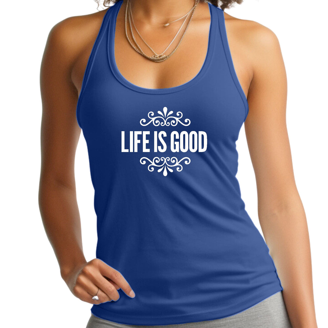 Womens Fitness Tank Top Graphic T-shirt Life is Good Word Art - Womens | Tank