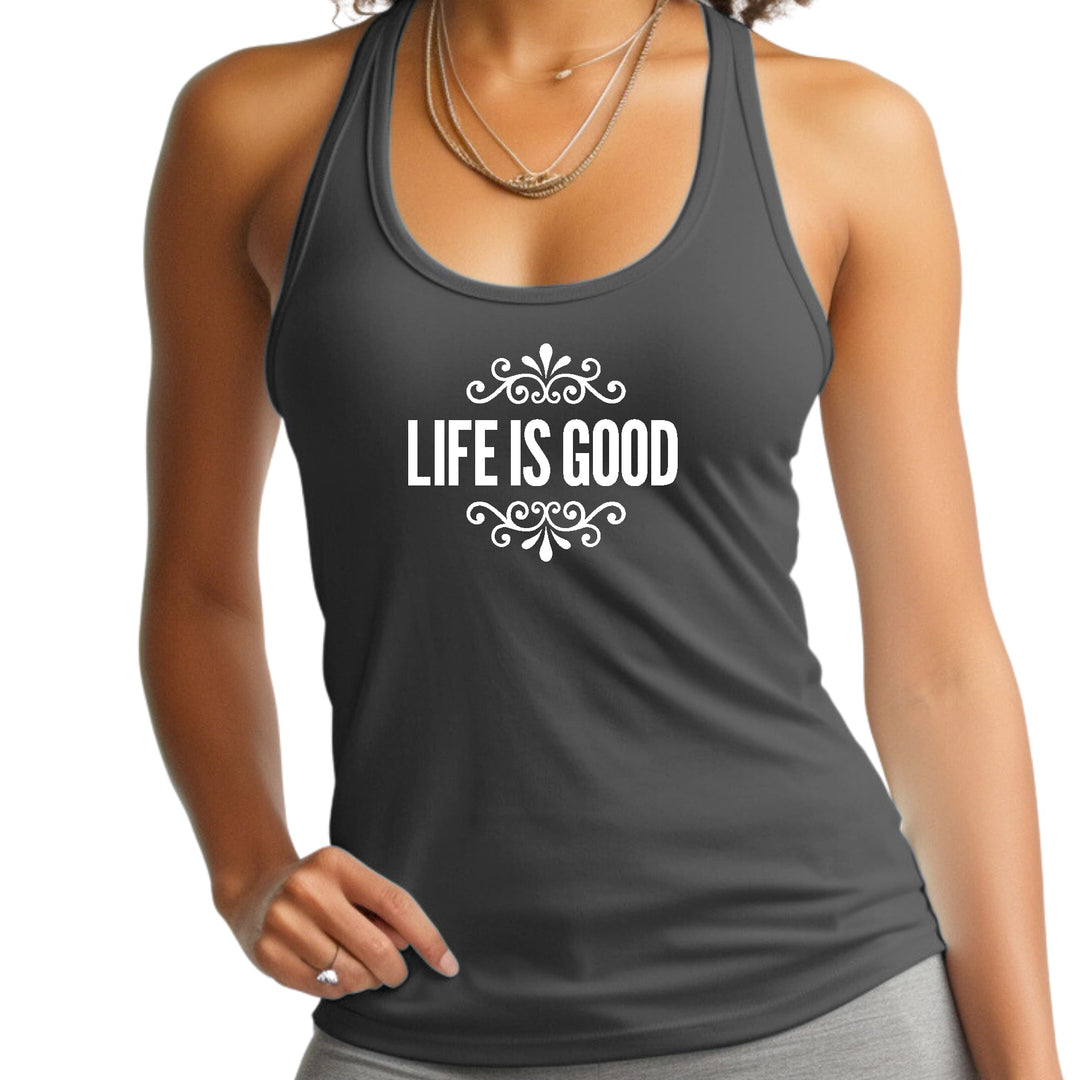 Womens Fitness Tank Top Graphic T-shirt Life is Good Word Art - Womens | Tank