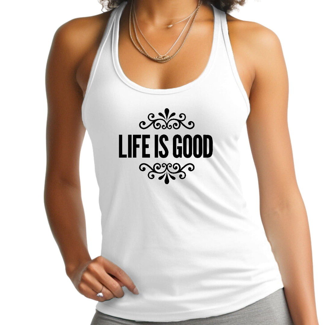 Womens Fitness Tank Top Graphic T-shirt Life is Good Word Art - Womens | Tank