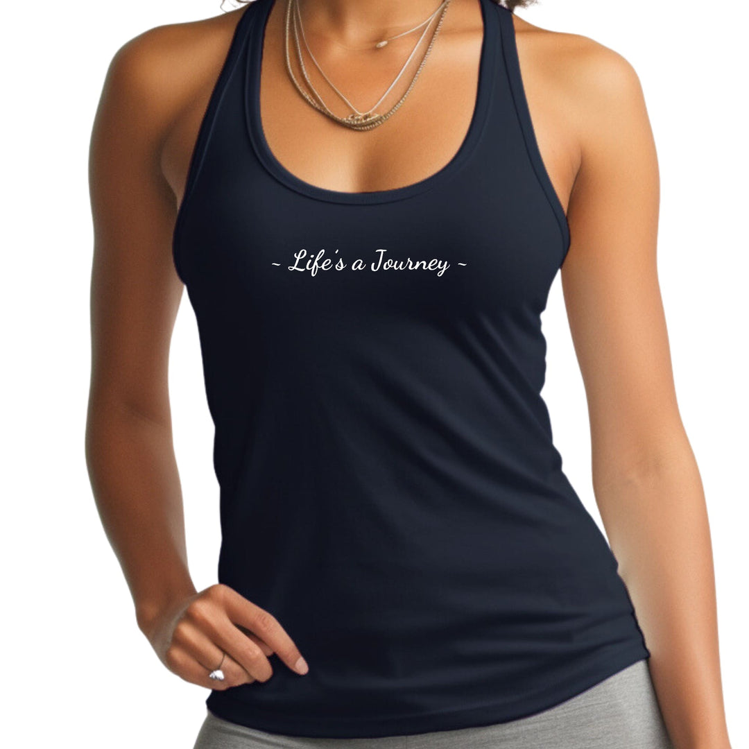 Womens Fitness Tank Top Graphic T-shirt Life’s a Journey White Print - Womens