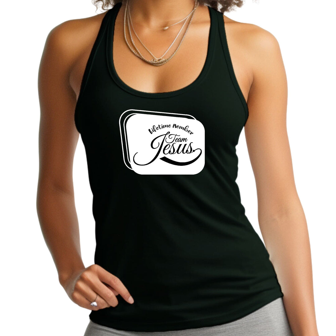 Womens Fitness Tank Top Graphic T-shirt Lifetime Member Team Jesus - Womens