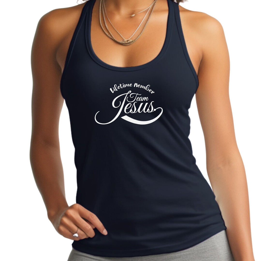 Womens Fitness Tank Top Graphic T-shirt Lifetime Member Team Jesus - Womens