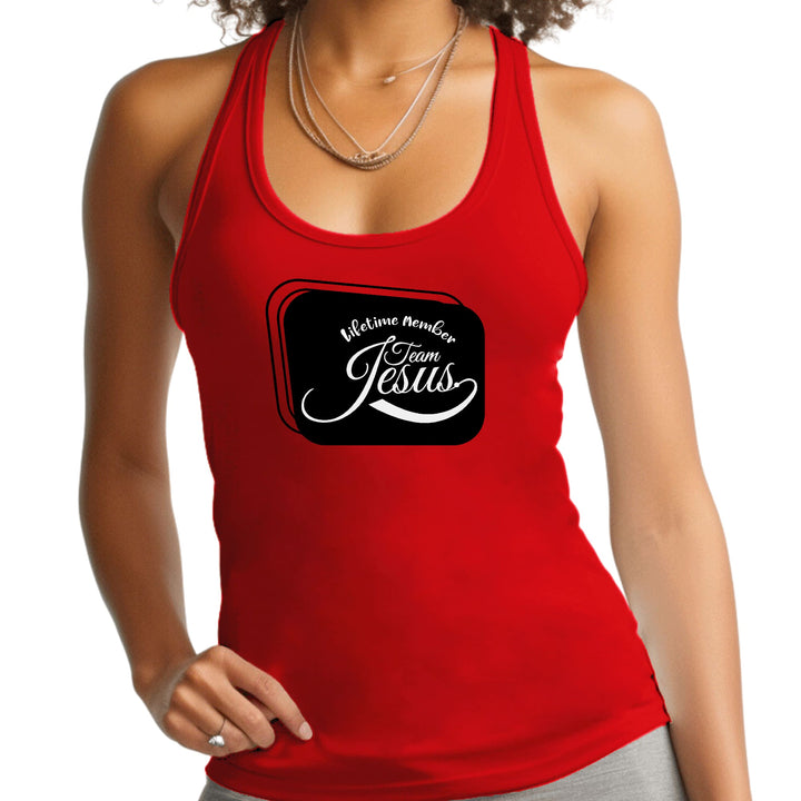 Womens Fitness Tank Top Graphic T-shirt Lifetime Member Team Jesus - Womens