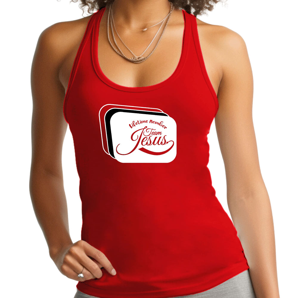 Womens Fitness Tank Top Graphic T-shirt Lifetime Member Team Jesus - Womens