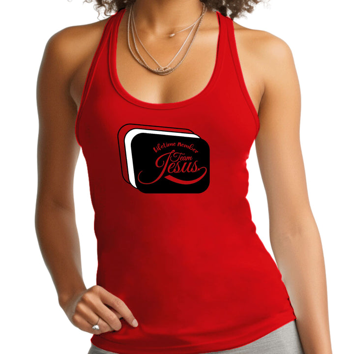Womens Fitness Tank Top Graphic T-shirt Lifetime Member Team Jesus - Womens