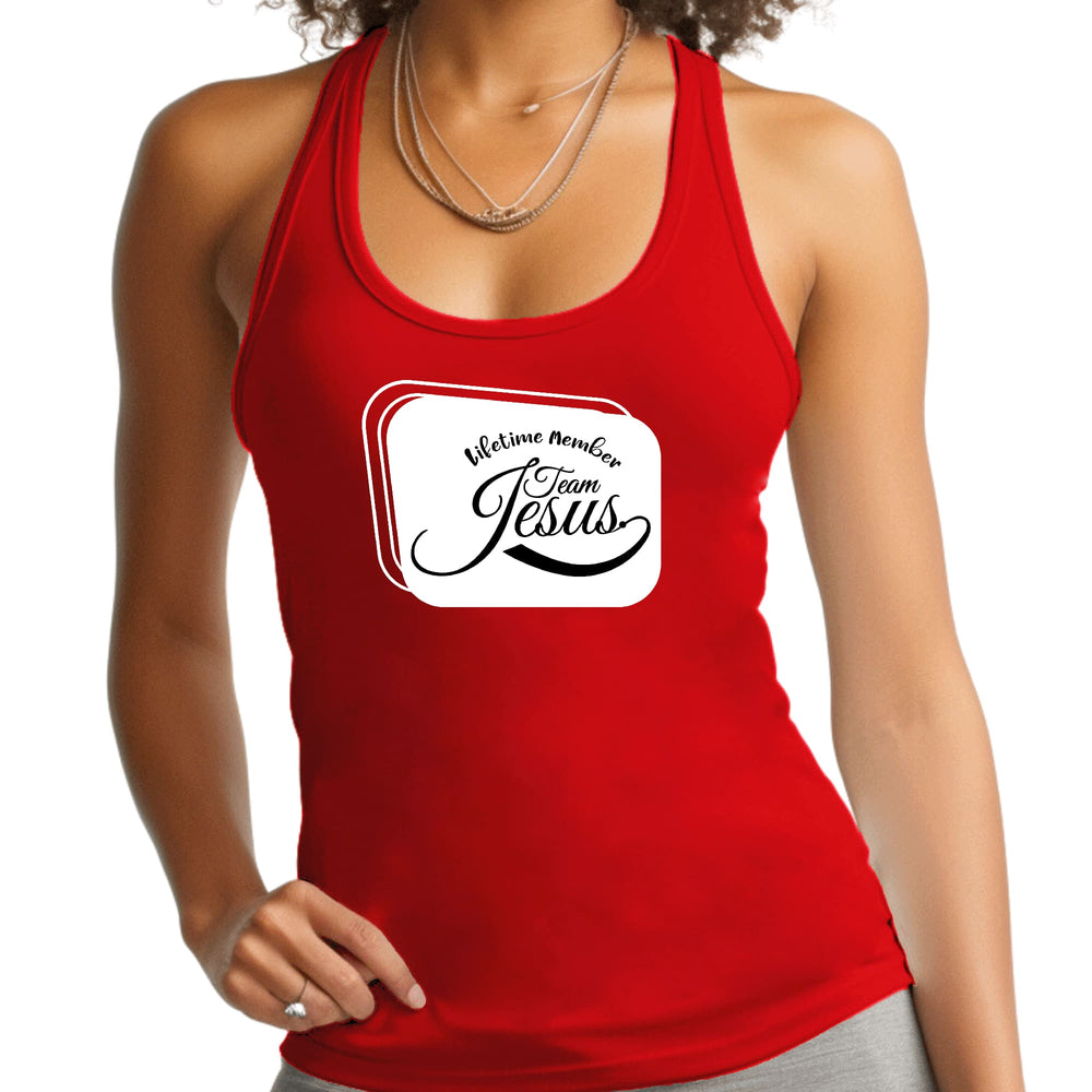 Womens Fitness Tank Top Graphic T-shirt Lifetime Member Team Jesus - Womens