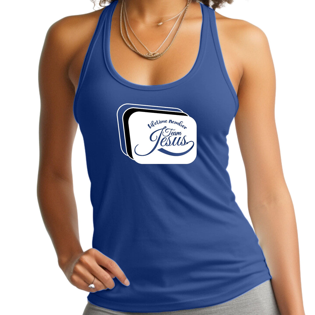 Womens Fitness Tank Top Graphic T-shirt Lifetime Member Team Jesus - Womens