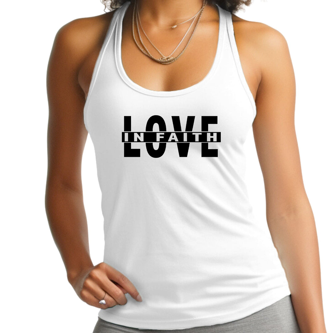 Womens Fitness Tank Top Graphic T-shirt Love in Faith Black - Womens | Tank Tops