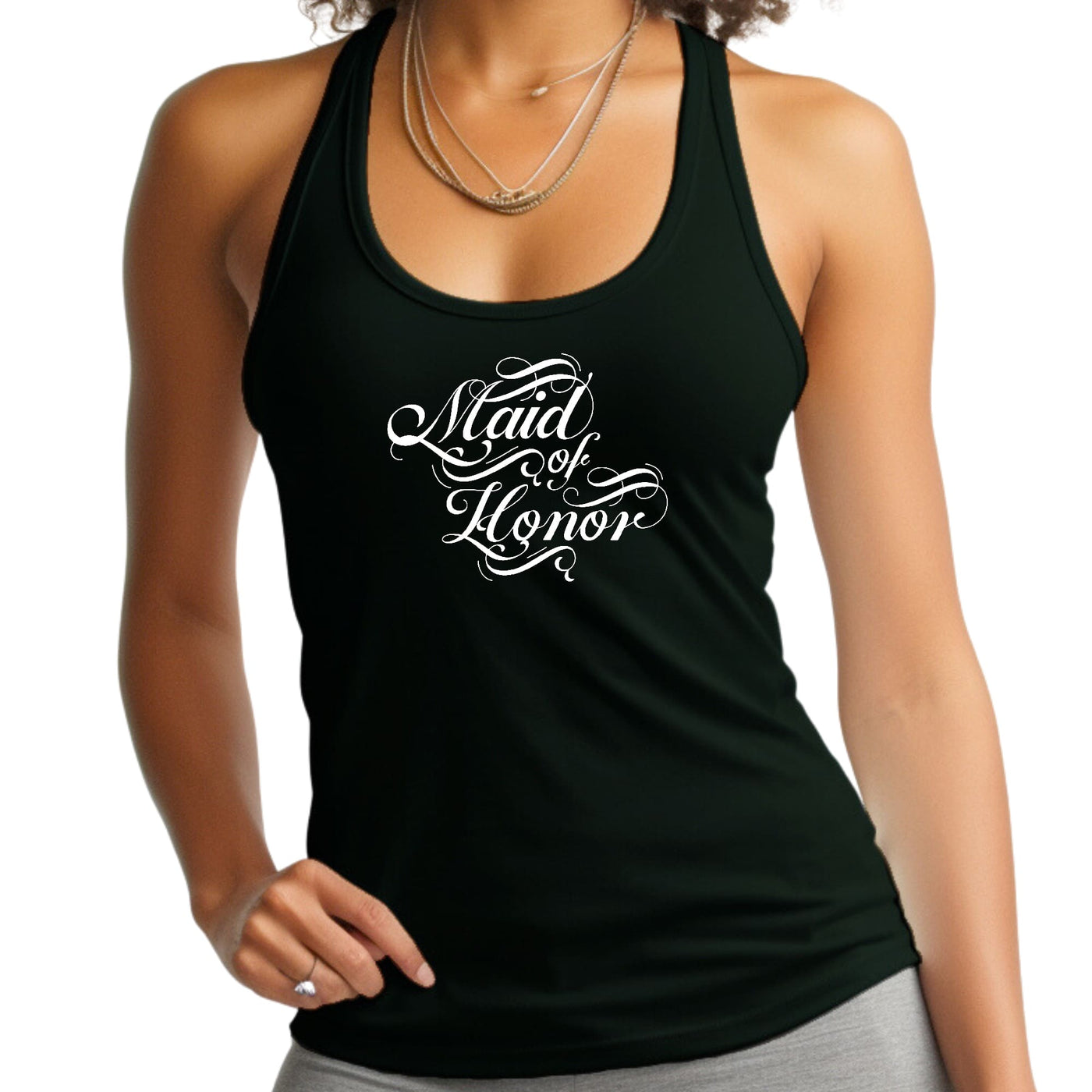 Womens Fitness Tank Top Graphic T-shirt Maid Of Honor Wedding Bridal - Womens