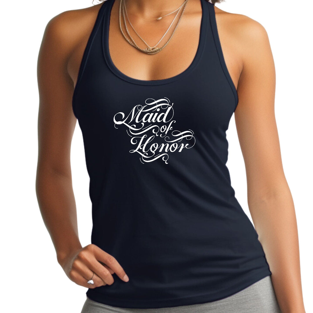 Womens Fitness Tank Top Graphic T-shirt Maid of Honor Wedding Bridal - Womens