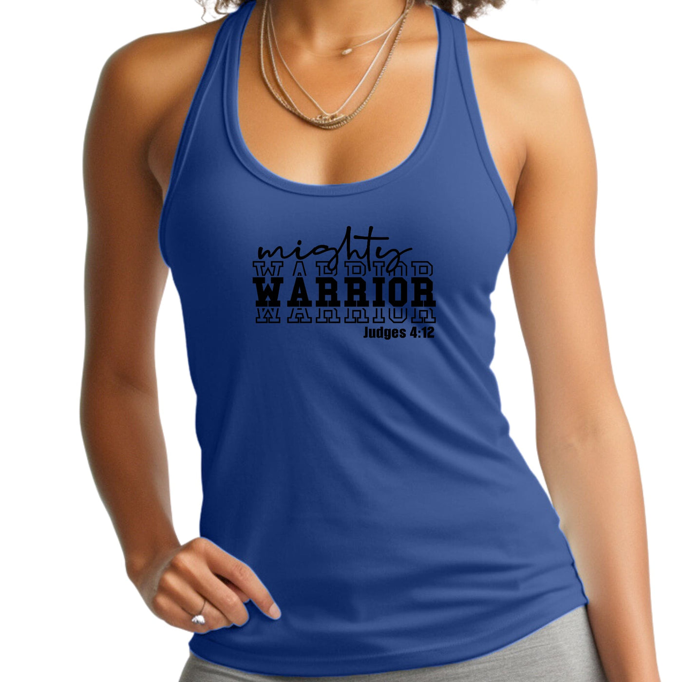 Womens Fitness Tank Top Graphic T-shirt Mighty Warrior Black - Womens | Tank