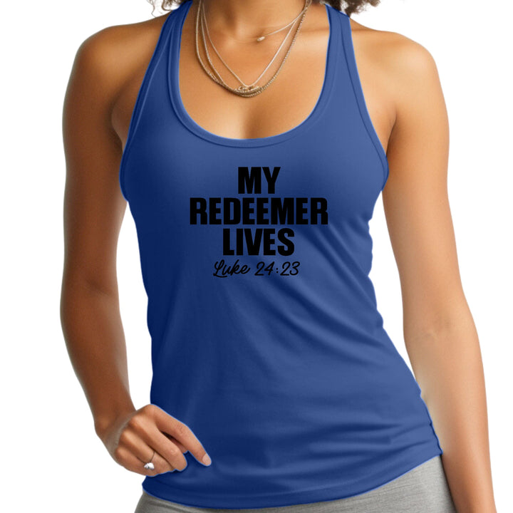 Womens Fitness Tank Top Graphic T-shirt My Redeemer Lives Print - Womens | Tank