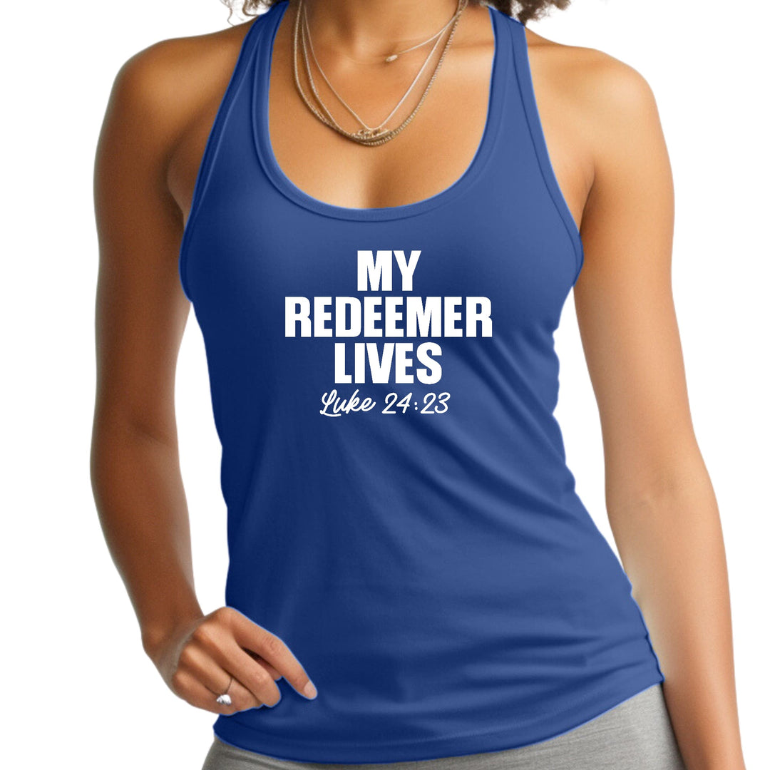 Womens Fitness Tank Top Graphic T-shirt my Redeemer Lives Print - Womens | Tank