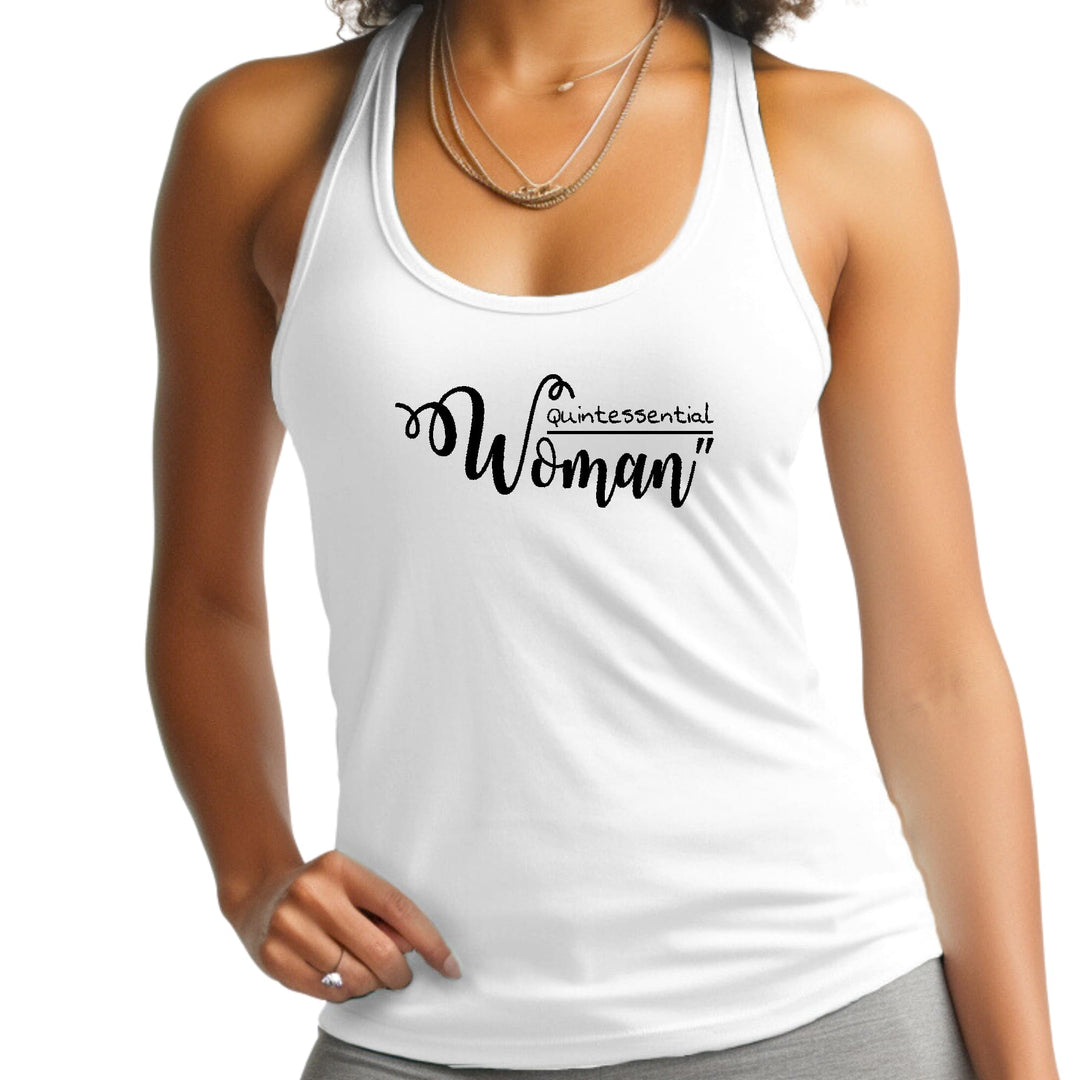 Womens Fitness Tank Top Graphic T-shirt Quintessential Woman Black - Womens