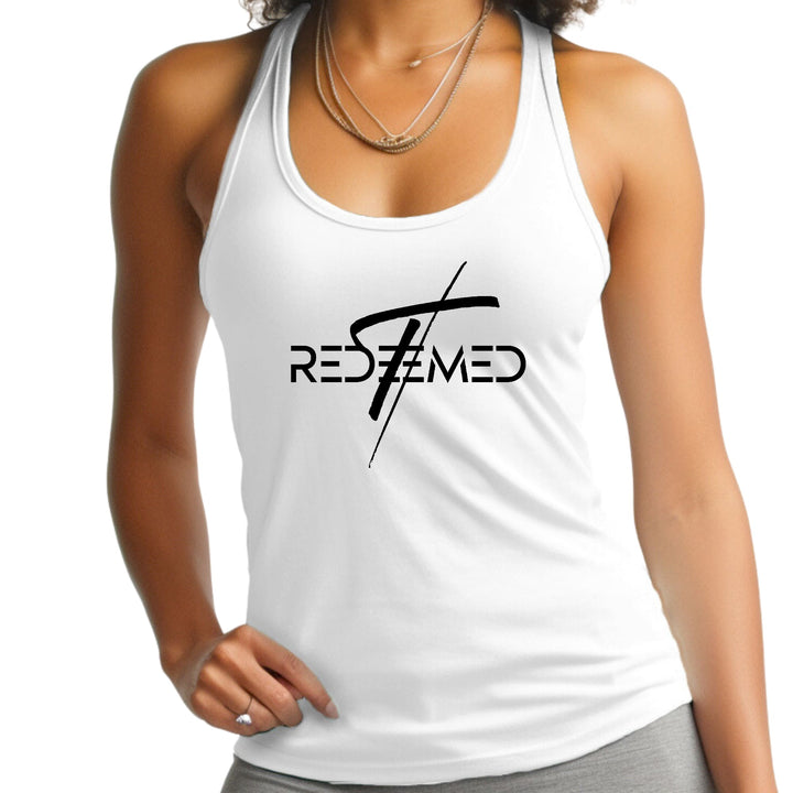 Womens Fitness Tank Top Graphic T-shirt Redeemed Cross Black - Womens | Tank