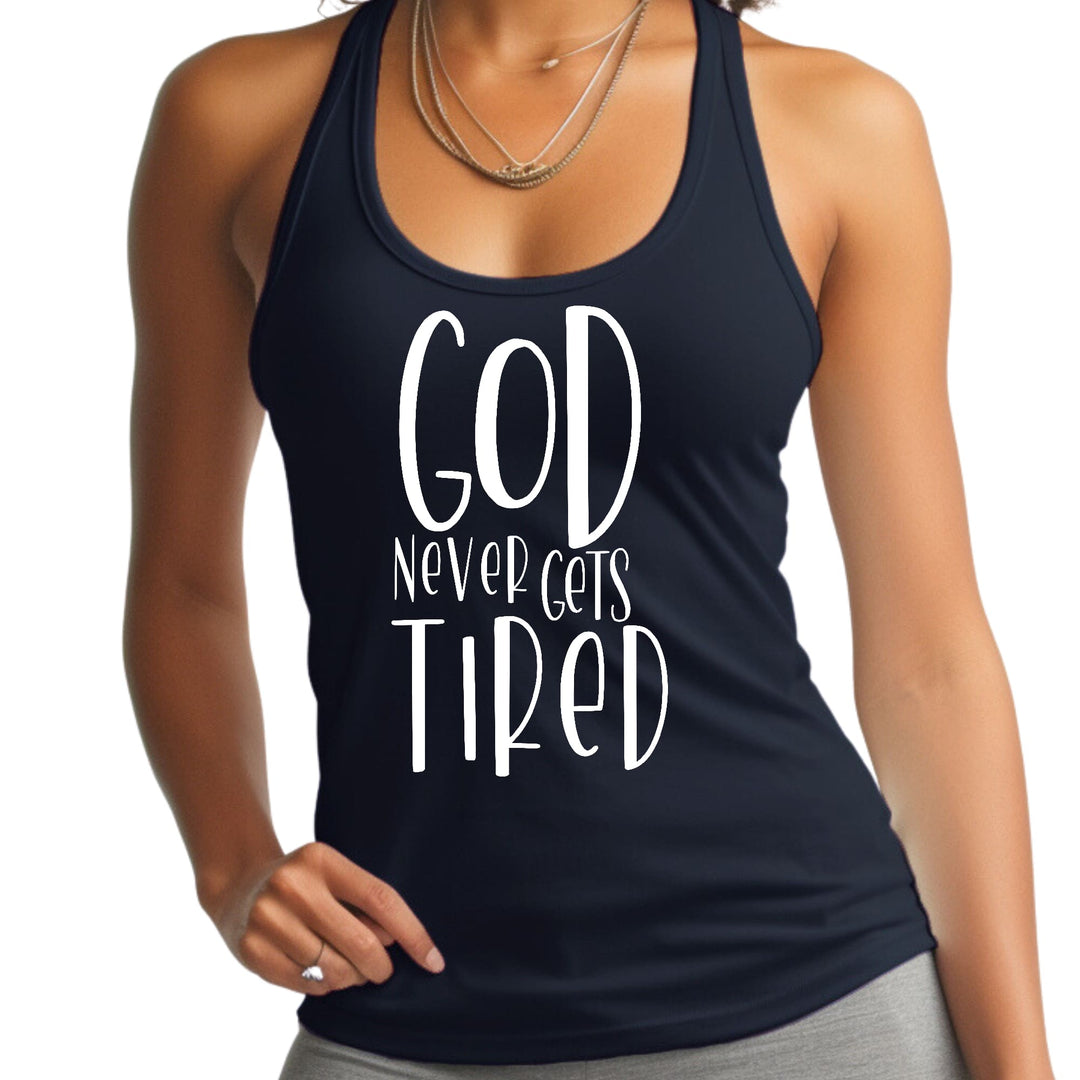 Womens Fitness Tank Top Graphic T-shirt Say it Soul - God Never Gets - Womens