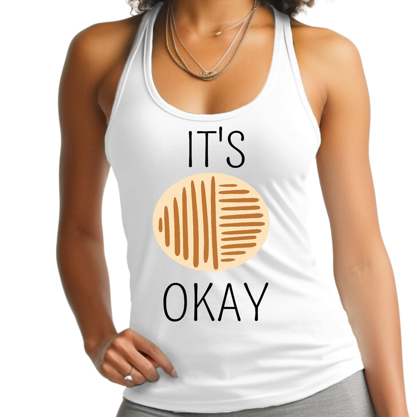 Womens Fitness Tank Top Graphic T-shirt Say It Soul Its Okay Black - Womens