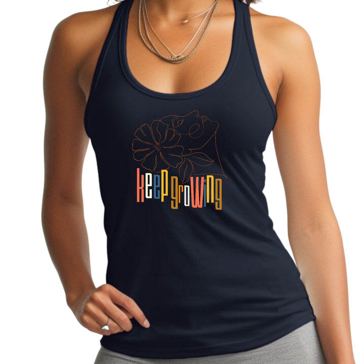 Womens Fitness Tank Top Graphic T-shirt Say it Soul - Keep Growing - Womens