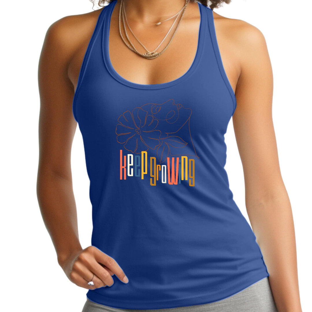 Womens Fitness Tank Top Graphic T-shirt Say it Soul - Keep Growing - Womens