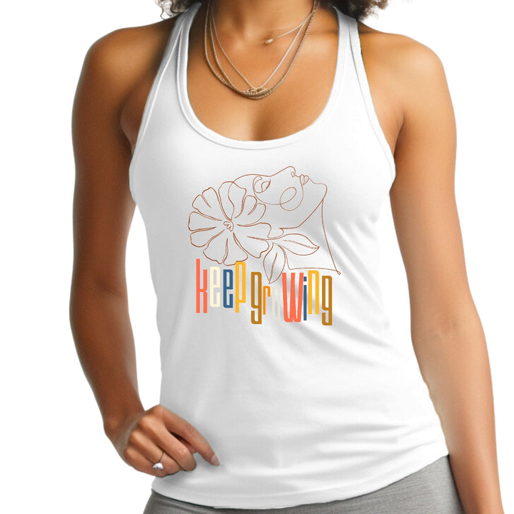 Womens Fitness Tank Top Graphic T-shirt Say it Soul - Keep Growing - Womens