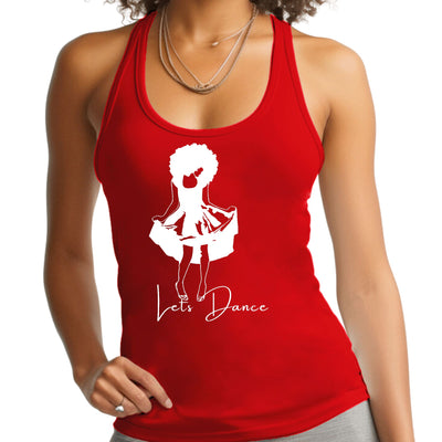 Womens Fitness Tank Top Graphic T-shirt Say It Soul Lets Dance White - Womens