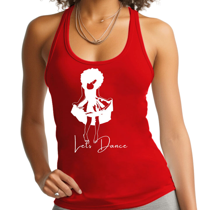 Womens Fitness Tank Top Graphic T-shirt Say it Soul Lets Dance White - Womens