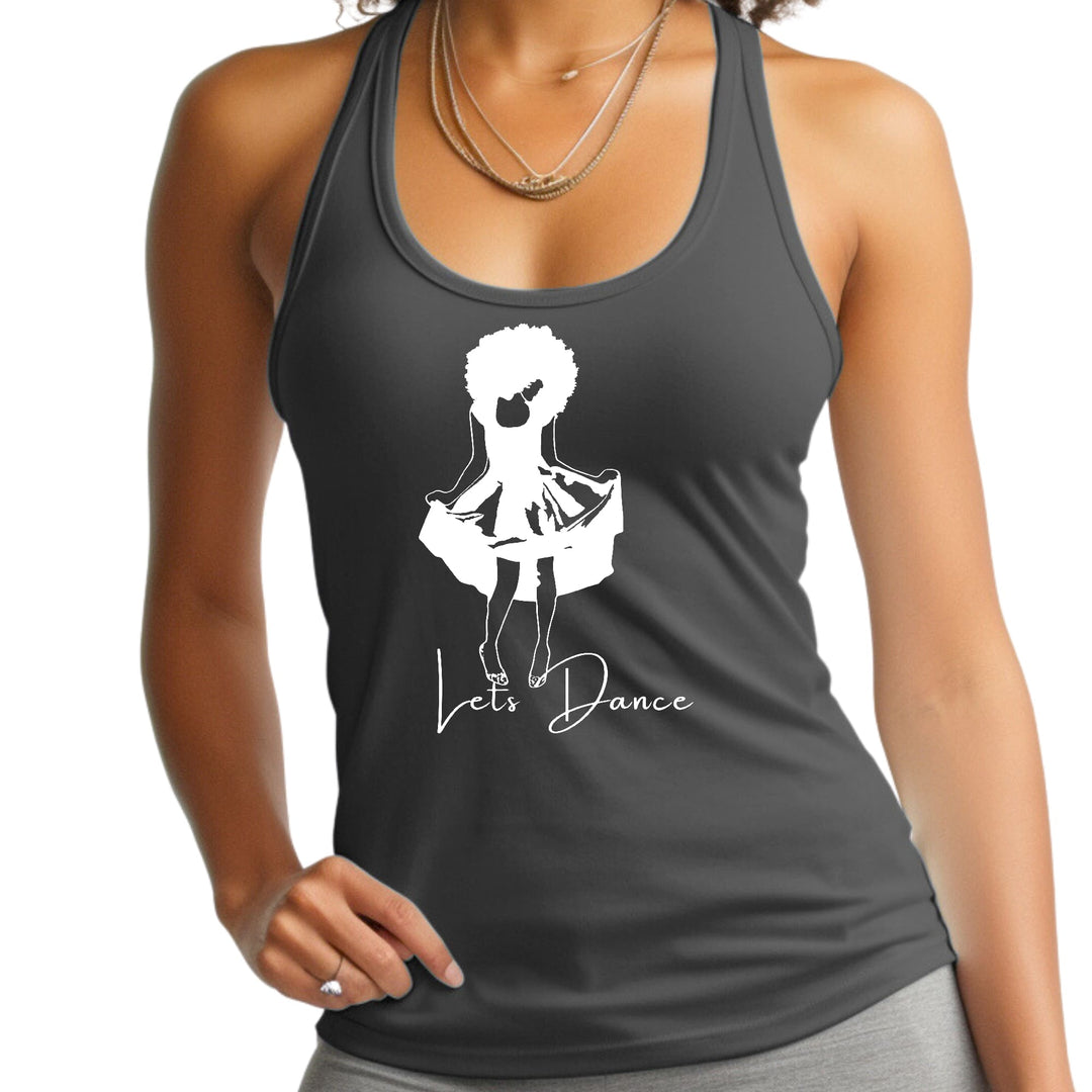 Womens Fitness Tank Top Graphic T-shirt Say it Soul Lets Dance White - Womens