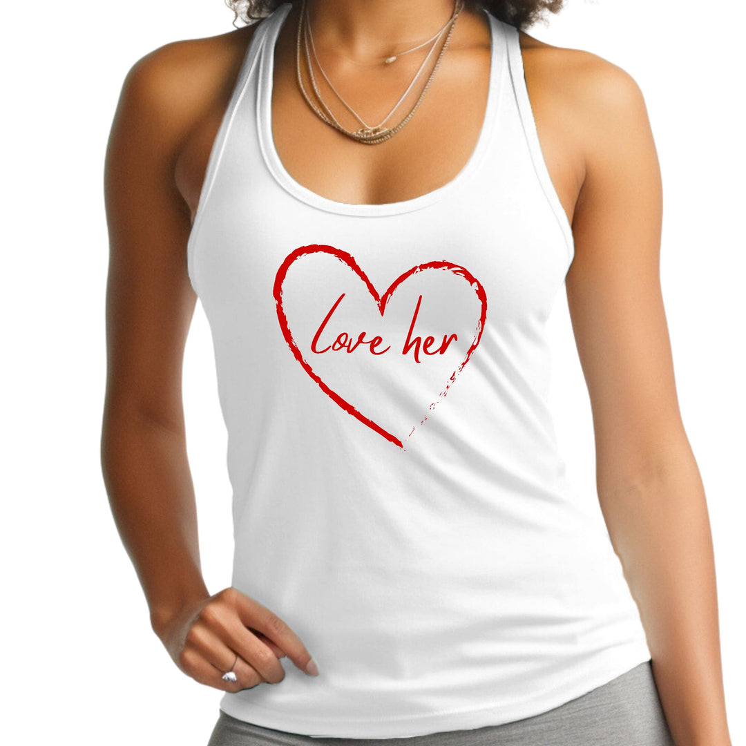 Womens Fitness Tank Top Graphic T-shirt Say it Soul Love Her Red - Womens