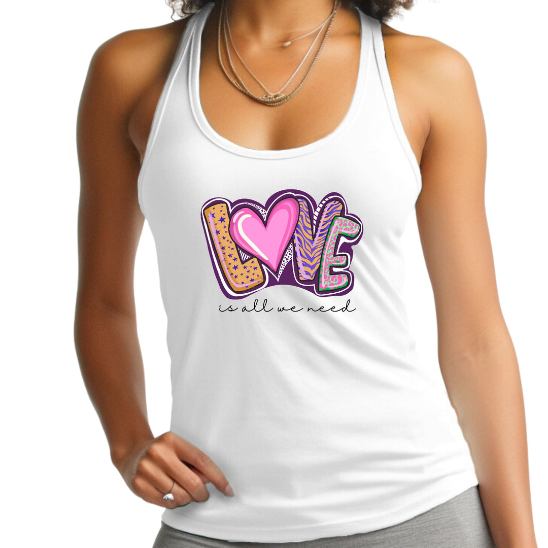 Womens Fitness Tank Top Graphic T-shirt Say it Soul - Love is All - Womens