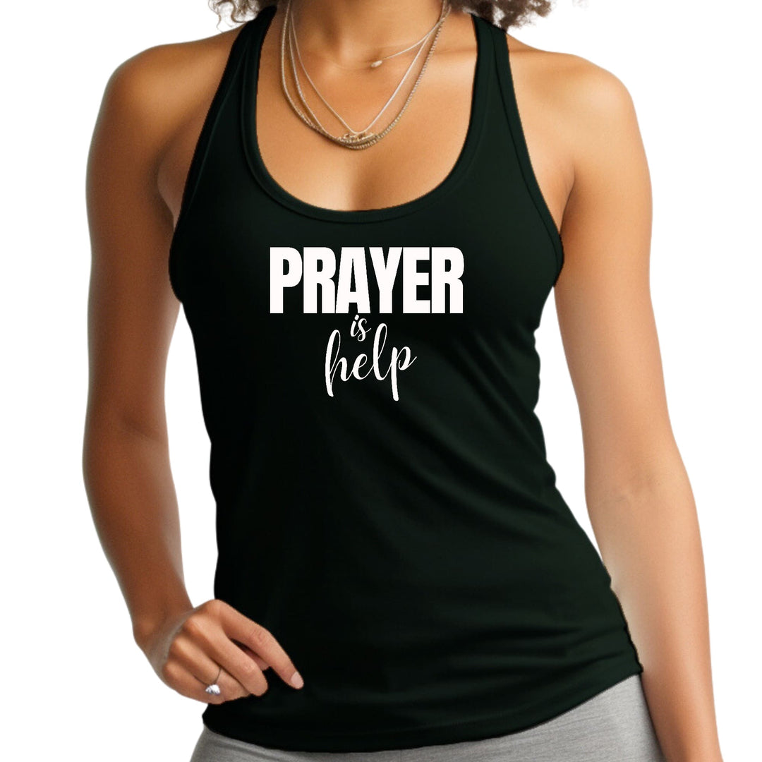 Womens Fitness Tank Top Graphic T-shirt Say it Soul - Prayer is Help, - Womens