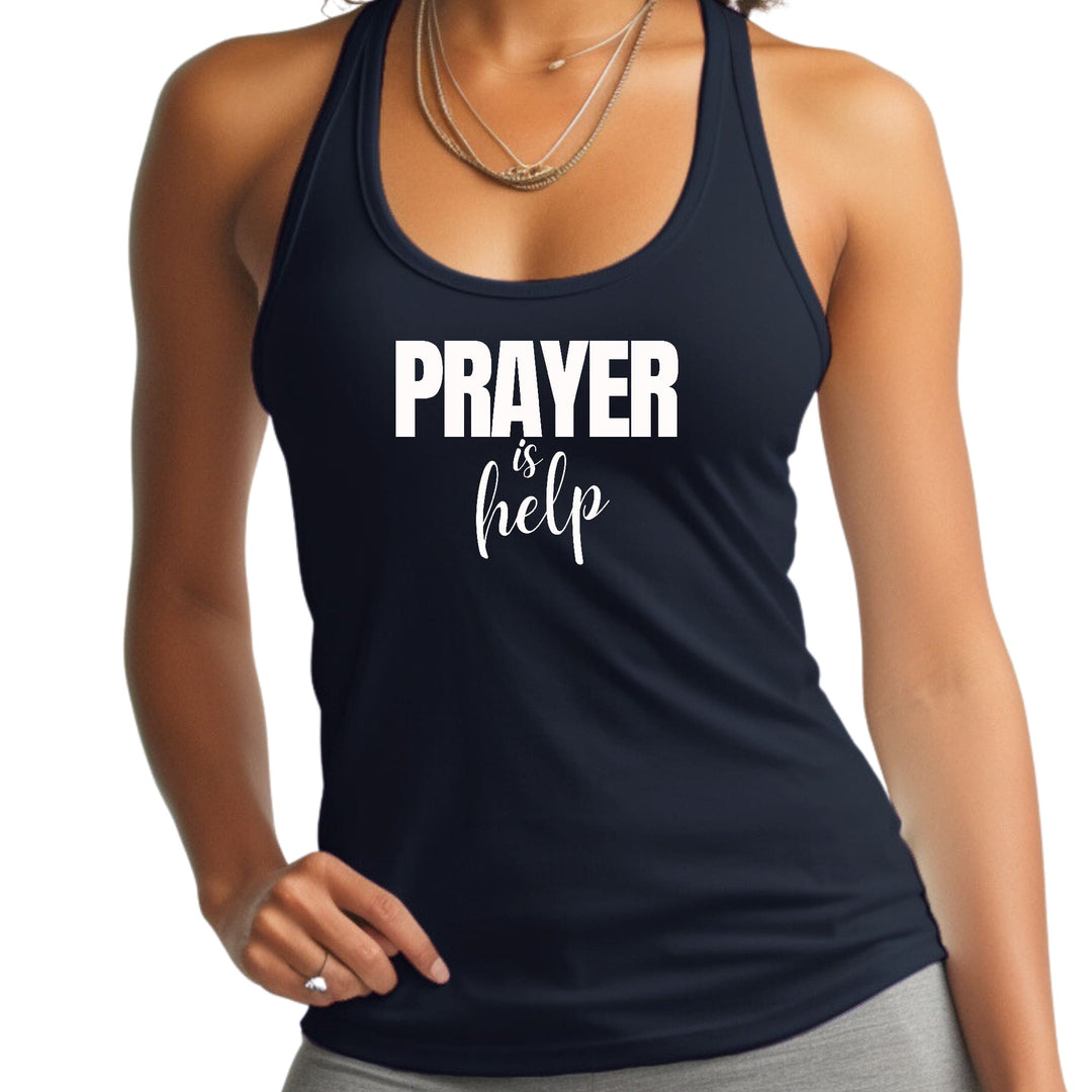 Womens Fitness Tank Top Graphic T-shirt Say it Soul - Prayer is Help, - Womens