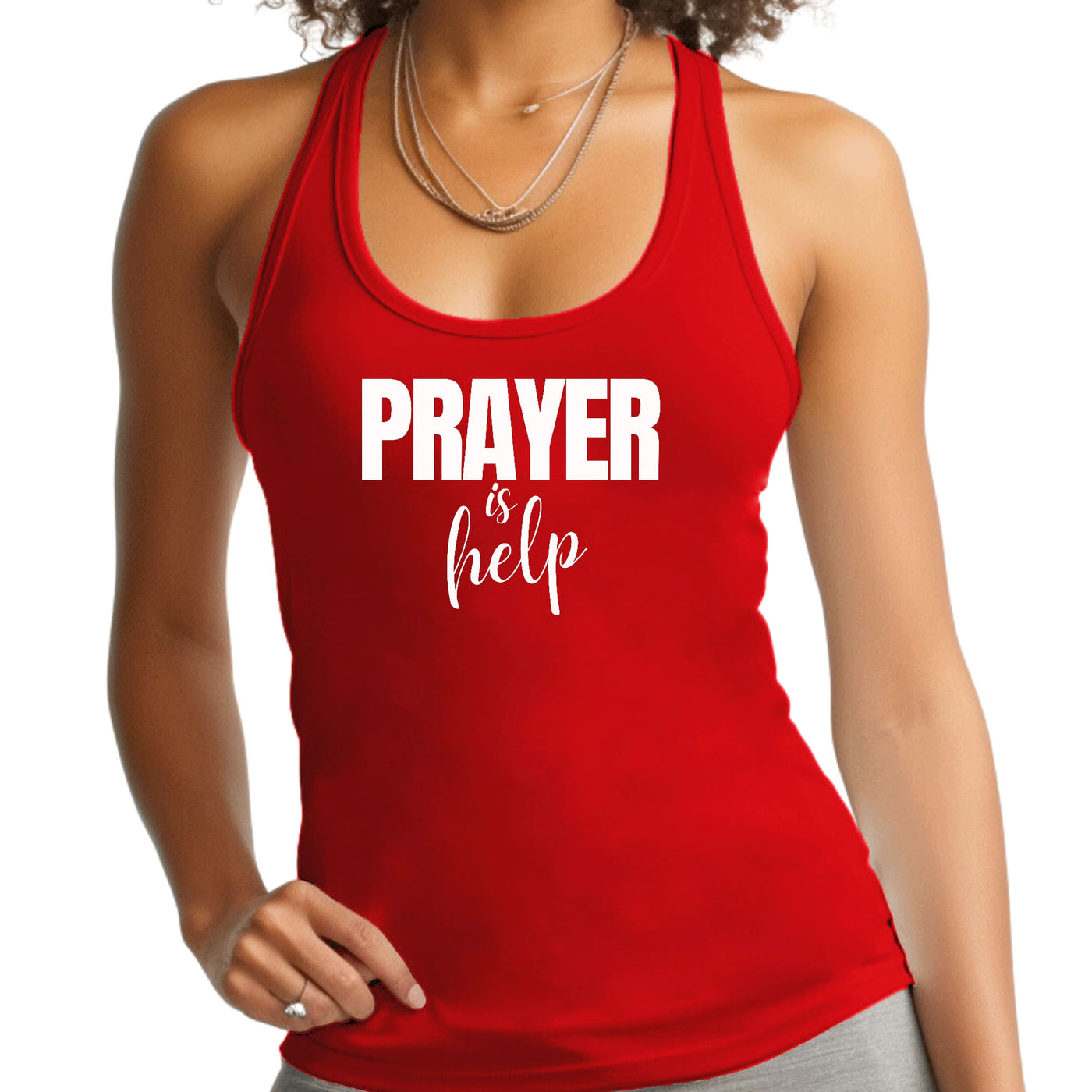 Womens Fitness Tank Top Graphic T-shirt Say It Soul - Prayer Is Help, - Womens