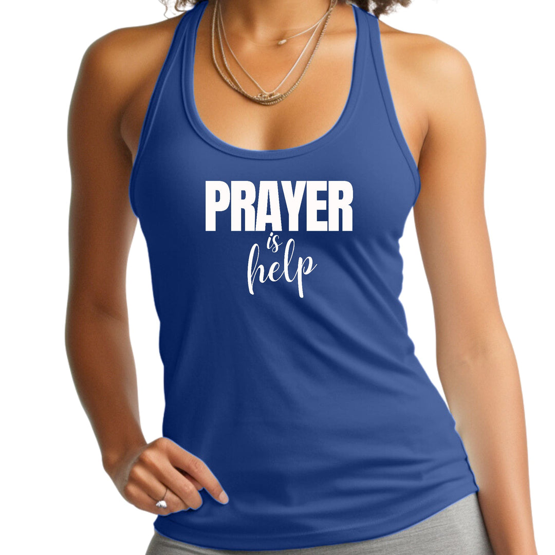 Womens Fitness Tank Top Graphic T-shirt Say it Soul - Prayer is Help, - Womens