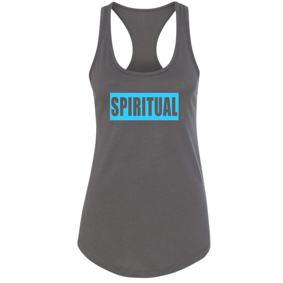 Womens Fitness Tank Top Graphic T-shirt Spiritual Light Blue Print - Womens