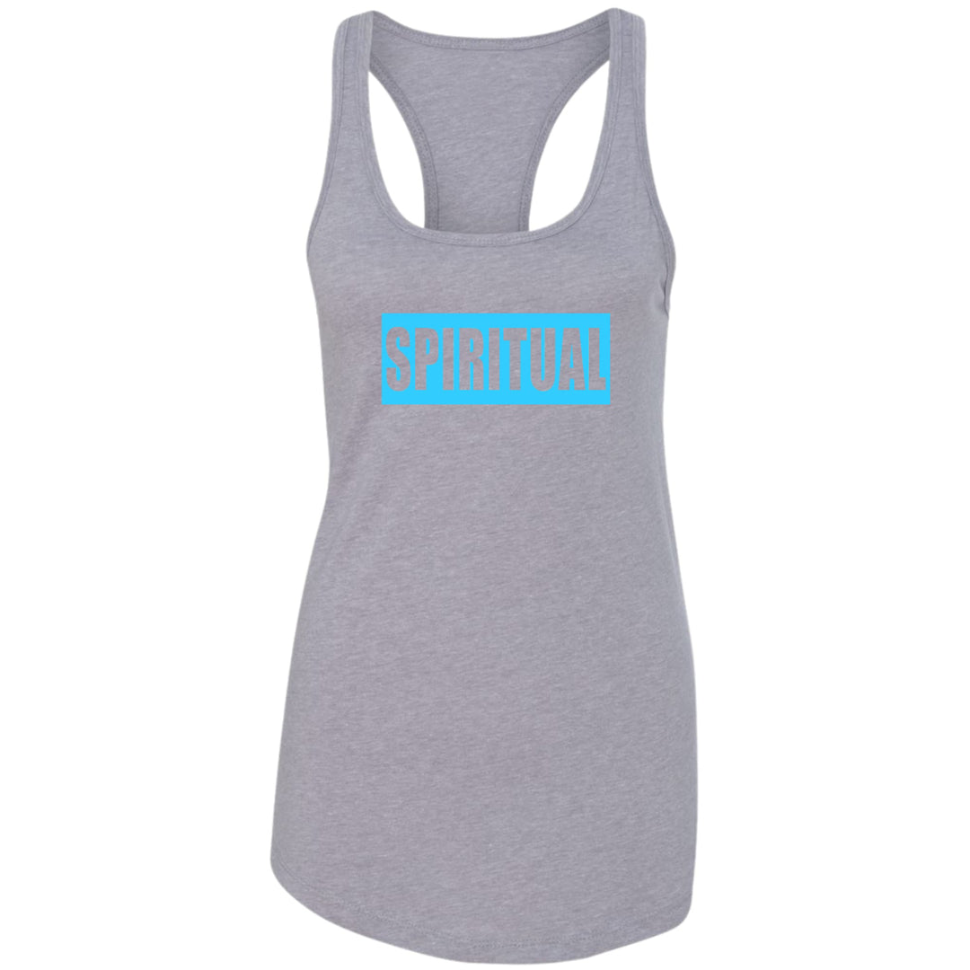 Womens Fitness Tank Top Graphic T-shirt Spiritual Light Blue Print - Womens