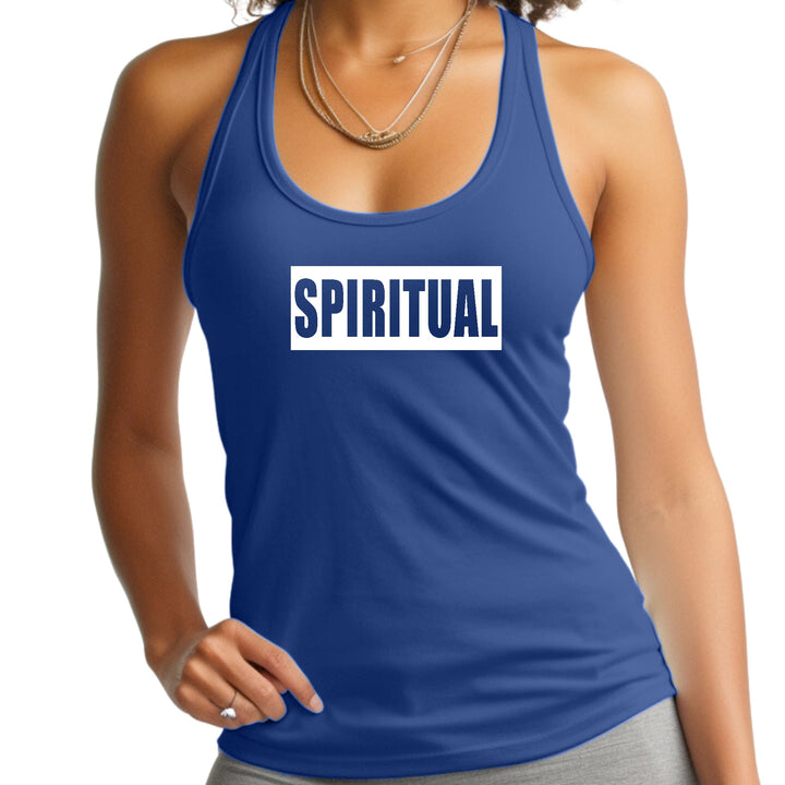 Womens Fitness Tank Top Graphic T-shirt Spiritual White Colorblock - Womens