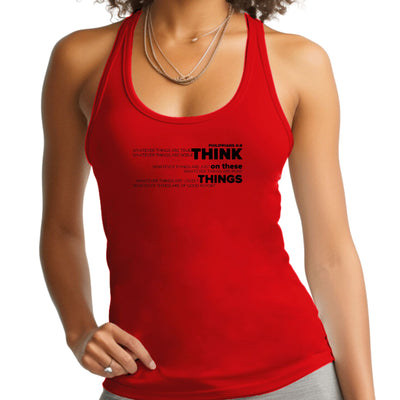 Womens Fitness Tank Top Graphic T-shirt Think On These Things Black - Womens