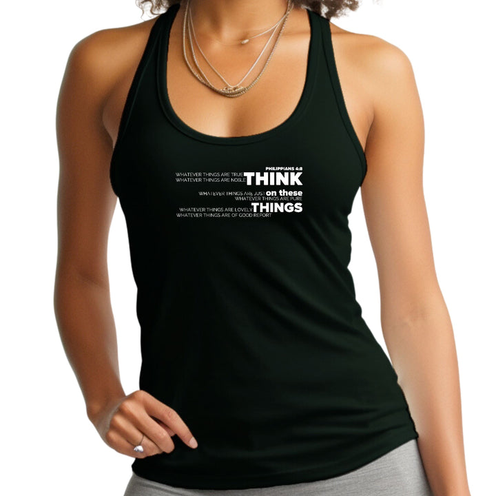 Womens Fitness Tank Top Graphic T-shirt Think on these Things - Womens | Tank