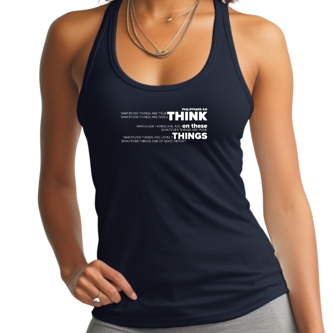 Womens Fitness Tank Top Graphic T-shirt Think on these Things - Womens | Tank