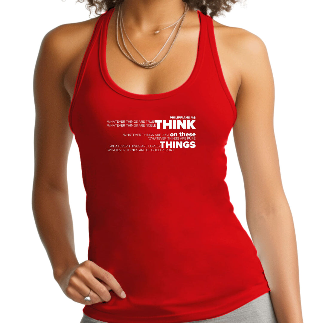 Womens Fitness Tank Top Graphic T-shirt Think on these Things - Womens | Tank