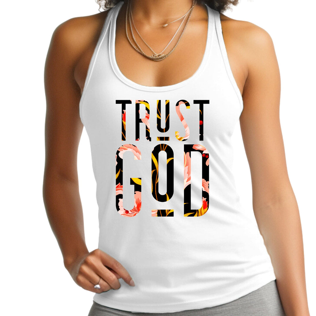 Womens Fitness Tank Top Graphic T-shirt Trust God Floral Print - Womens | Tank