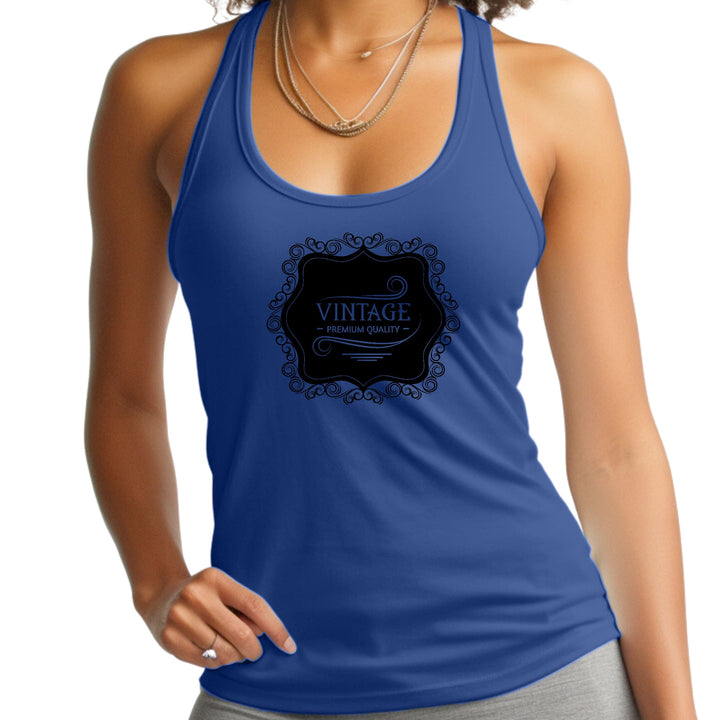 Womens Fitness Tank Top Graphic T-shirt Vintage Premium Quality Black - Womens