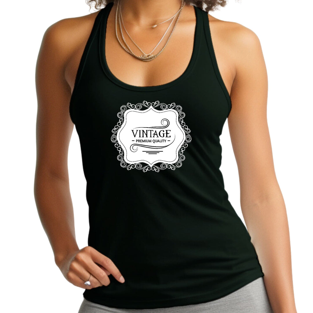 Womens Fitness Tank Top Graphic T-shirt Vintage Premium Quality White - Womens